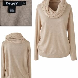 DKNY Beige Cowl Neck Pullover Sweater